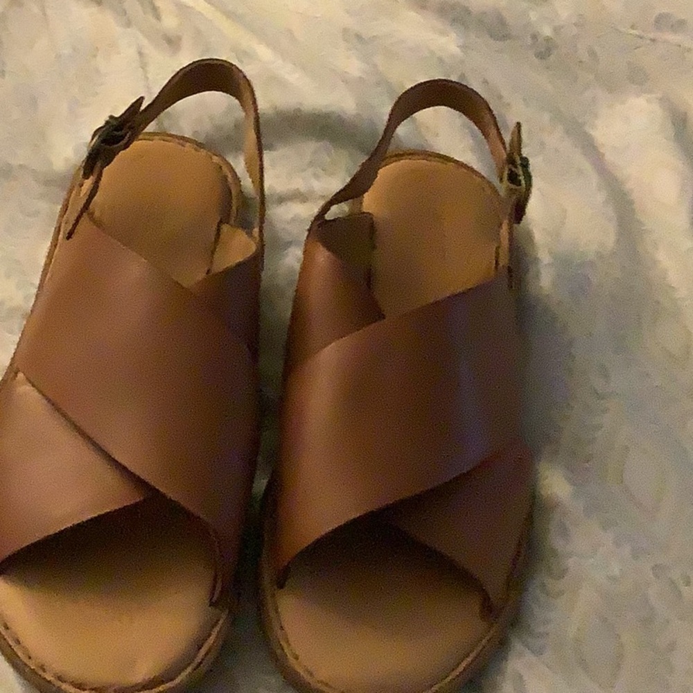 Born Beautiful leather tan sandals, size 9